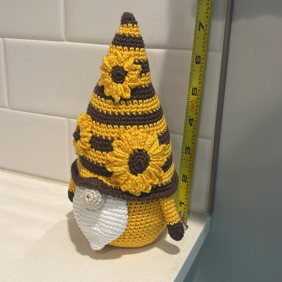 Handcrafted Sunflower Gnome Amigurumi Crochet Home Decor Flower Summer Cheer - Picture 10 of 10